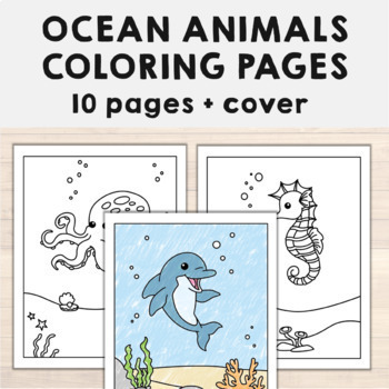 Ocean animals coloring pages sea theme printable fun activity tpt