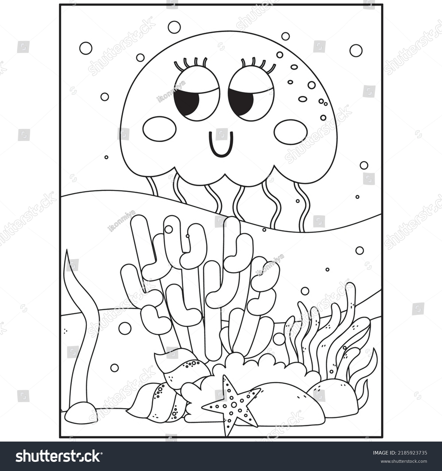 Ocean animals coloring pages kids stock vector royalty free