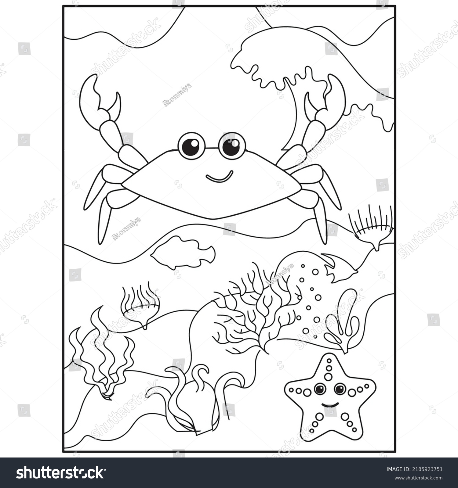 Ocean animals coloring pages kids stock vector royalty free