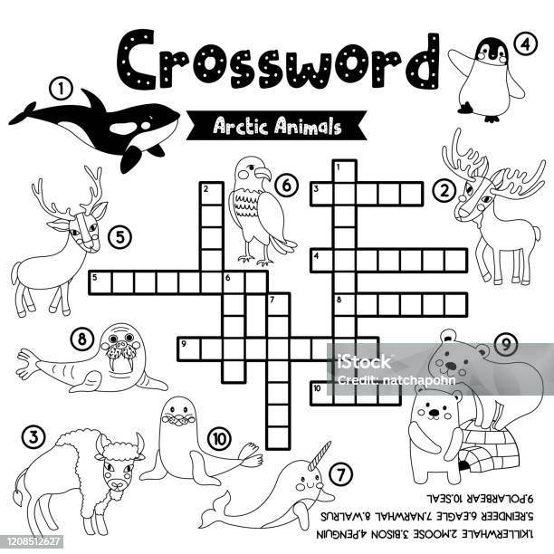 Crossword puzzle ocean animals coloring version stock illustration