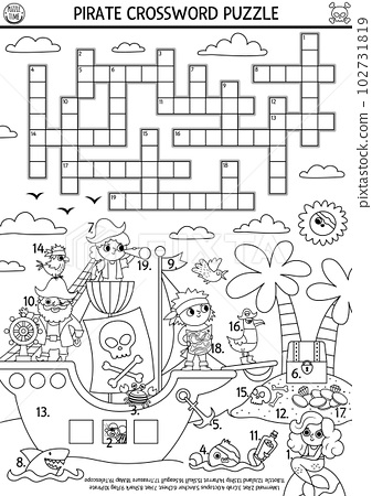Black and white vector pirate crossword puzzle