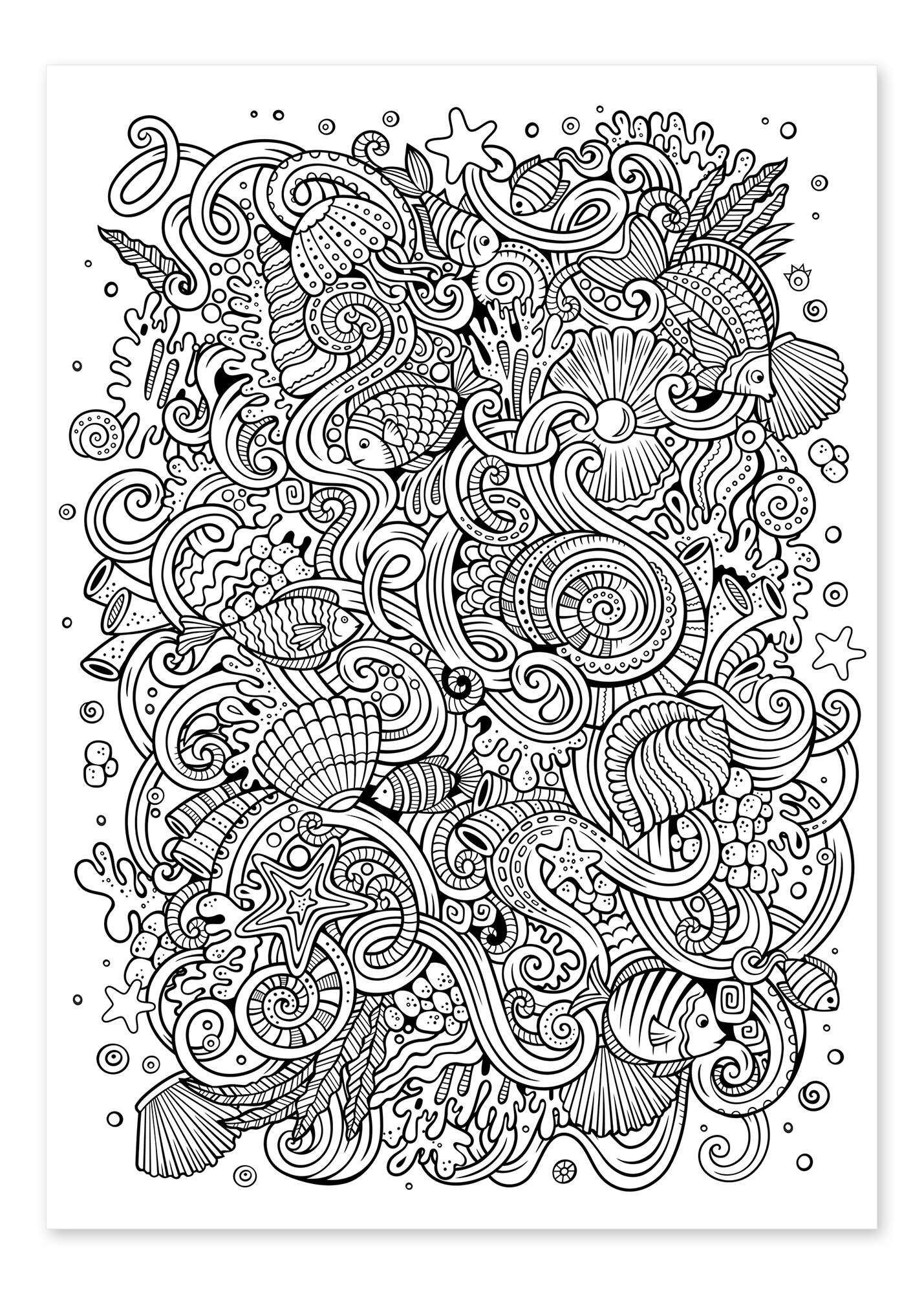 Sea collage von editors choice as a colouring poster