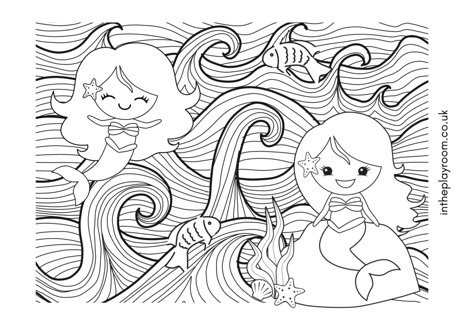 The cutest mermaid loring pages for kids