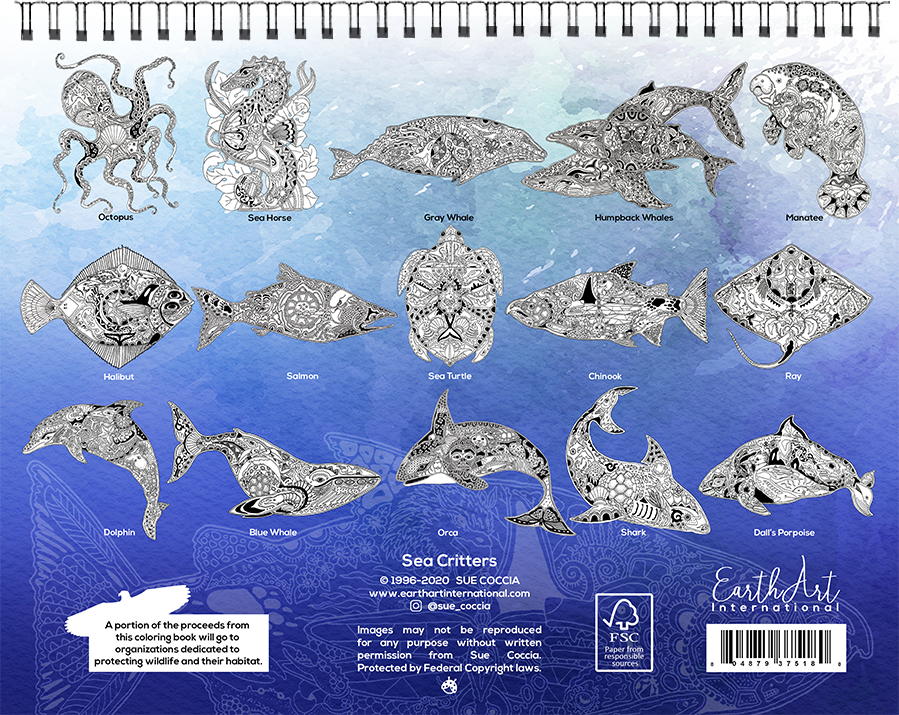 Sea critters coloring book