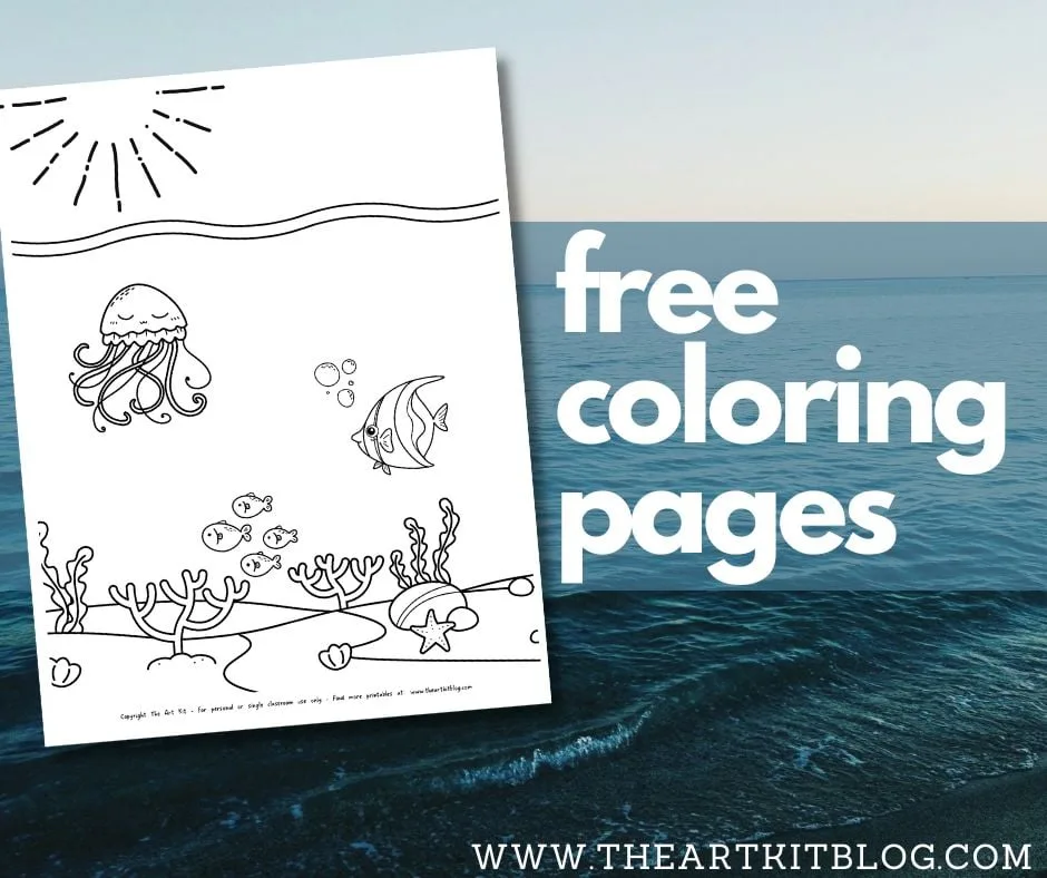 Free printable ocean coloring page â the art kit