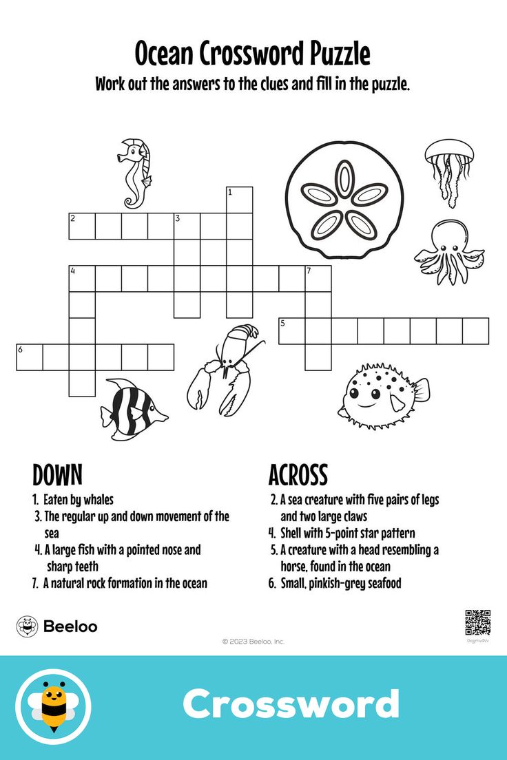 Ocean crossword puzzle crossword puzzle puzzles for kids crossword