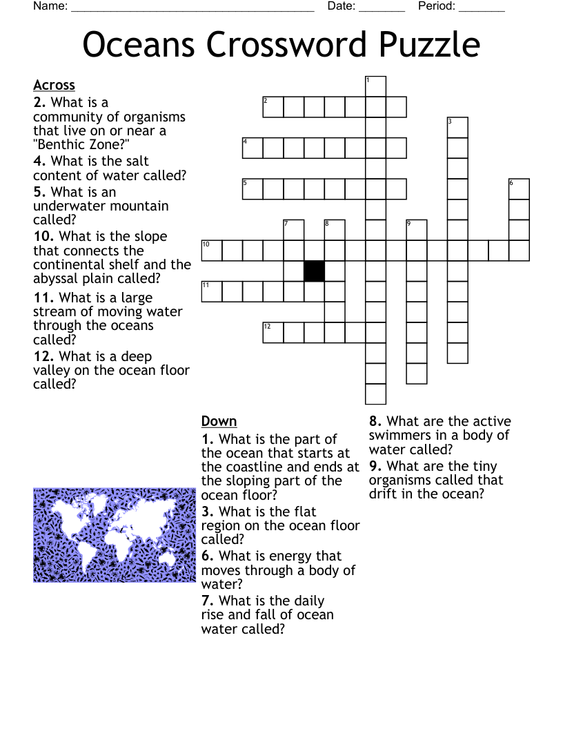 Oceans crossword puzzle