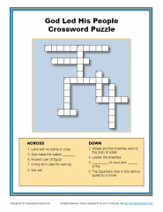 God divided the red sea crossword bible puzzles for children