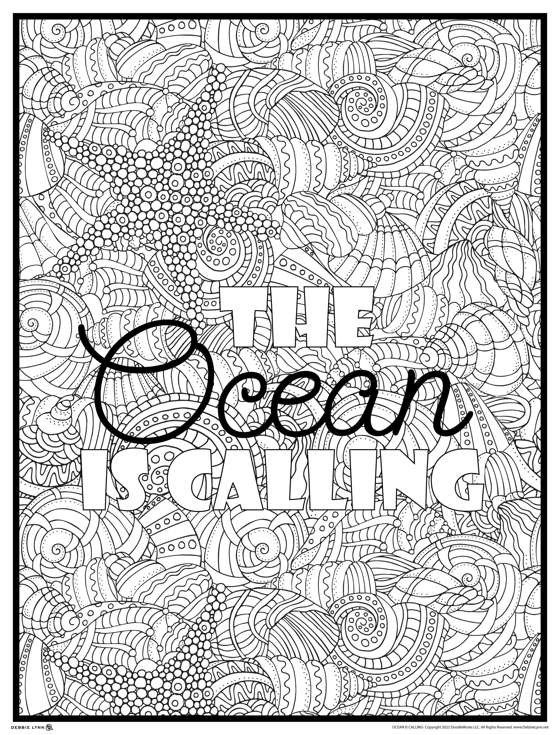 The ocean is calling personalized giant coloring poster x â debbie lynn