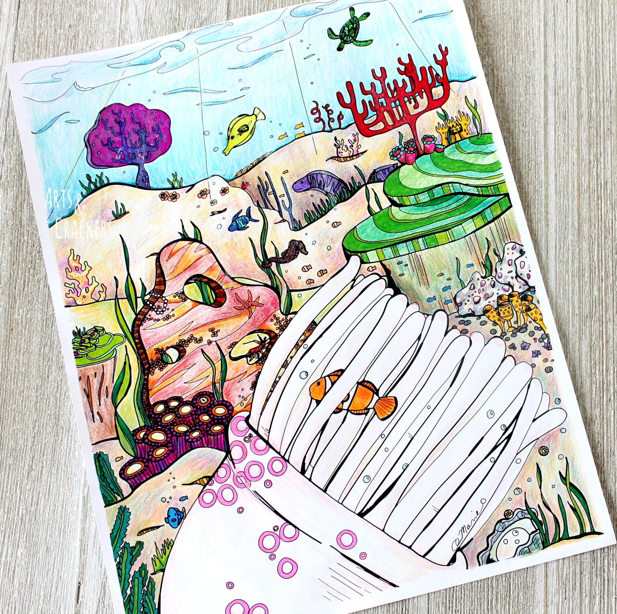 Hidden treasures ocean coloring page