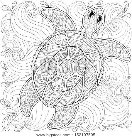 Turtle ocean waves vector photo free trial bigstock