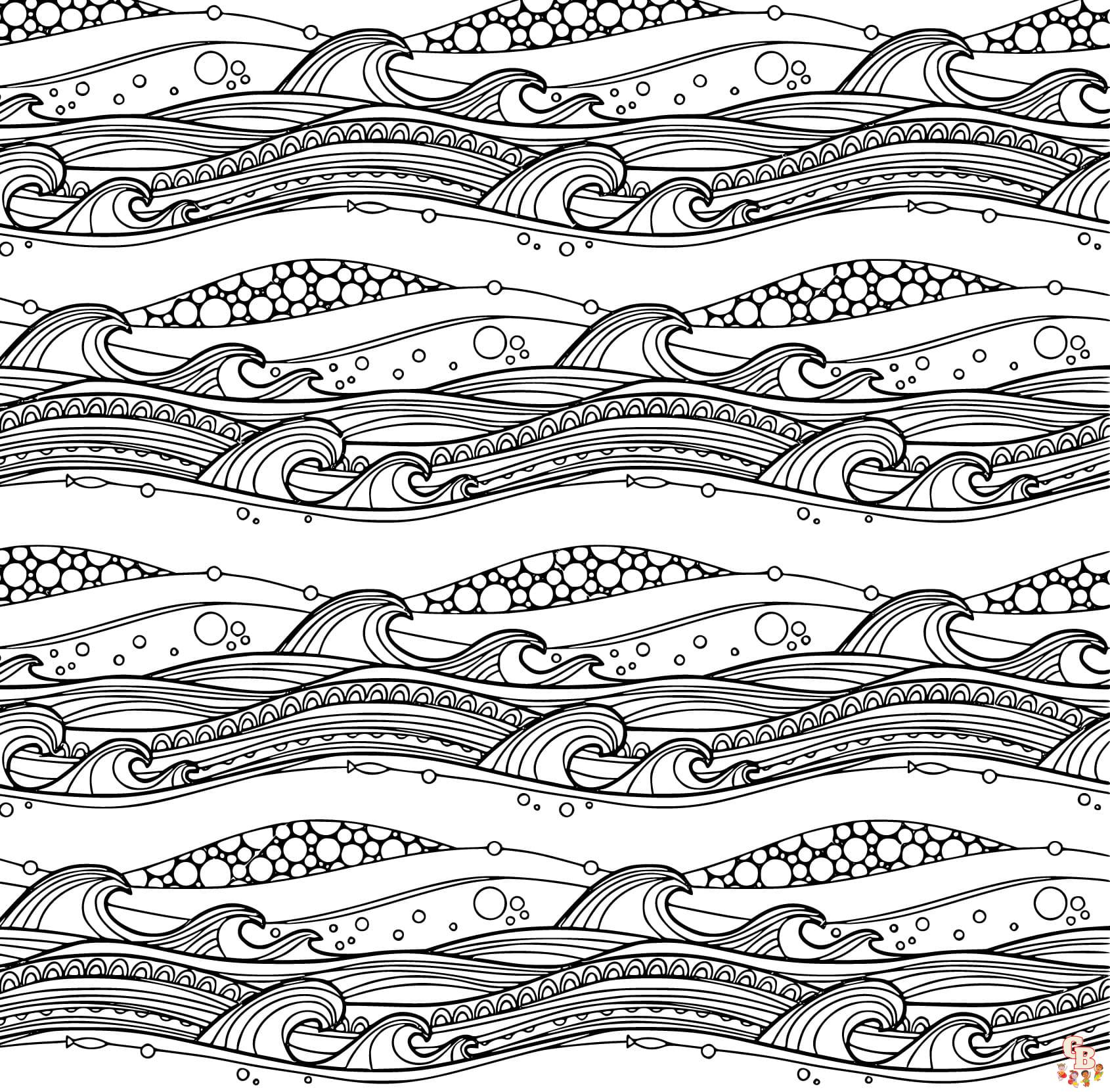 Printable wave coloring pages free for kids and adults