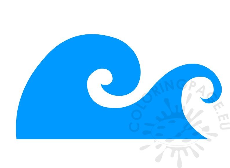 Blue ocean wave clipart coloring page