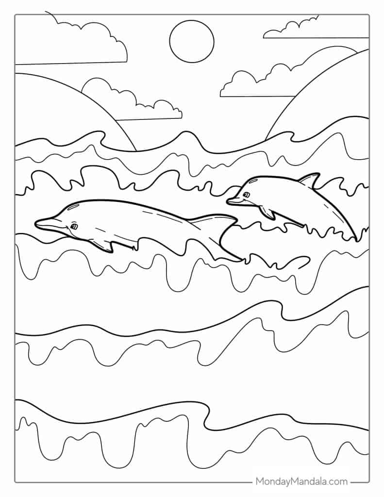 Dolphin coloring pages free pdf printables