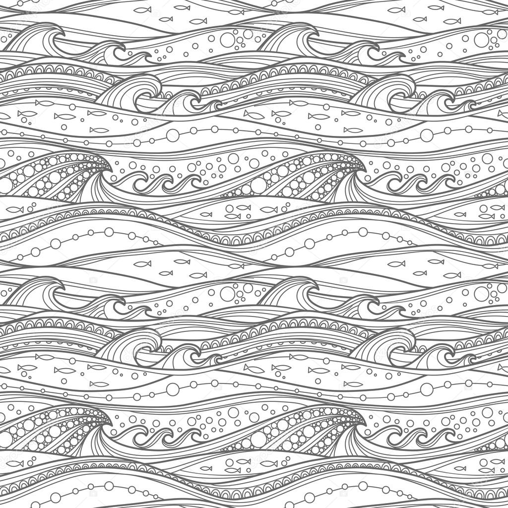 Coloring page sea pattern stock vector by irmairma