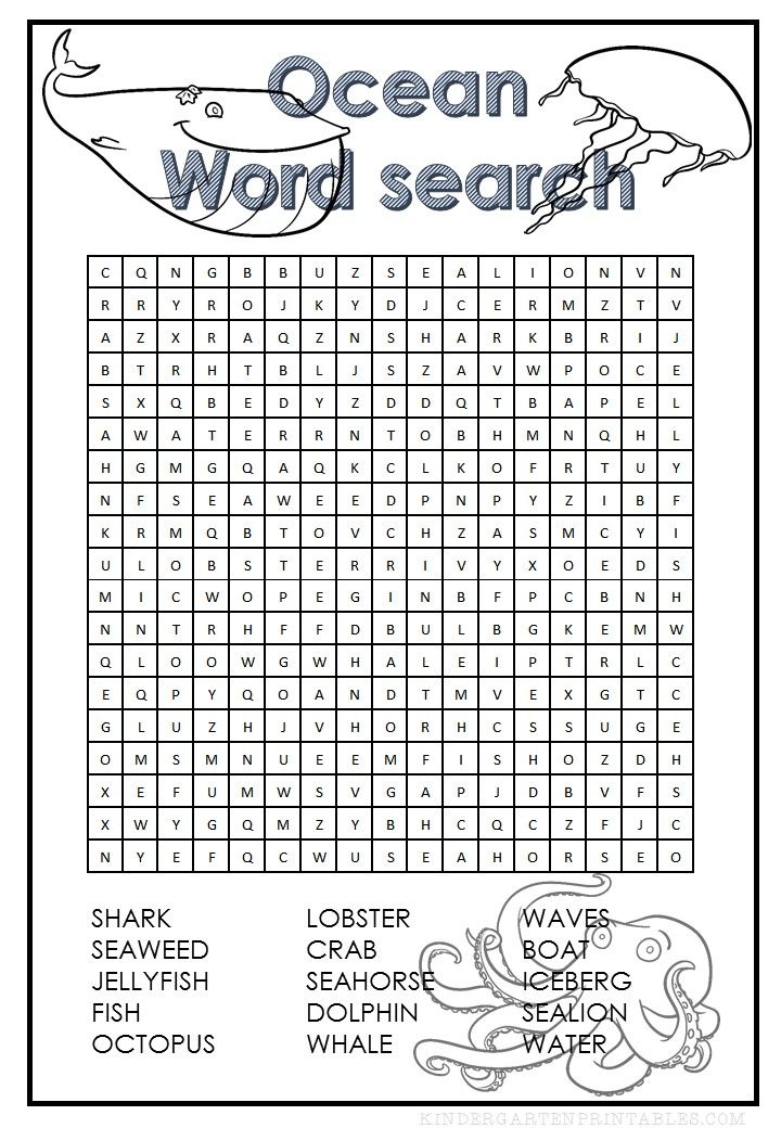Ocean word search free printable