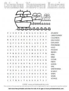 Columbus day word search â printables for kids â free word search puzzles coloring pages and other activities