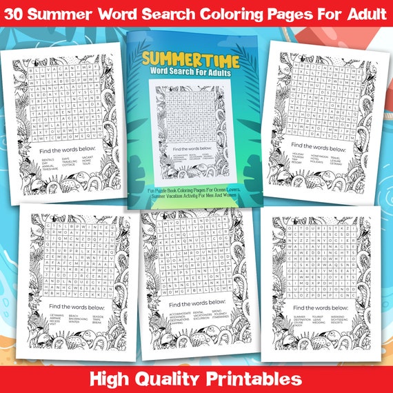 Best value summertime word search for adults instant download