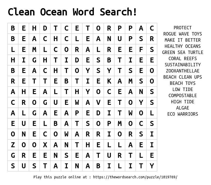 Download word search on clean ocean word search