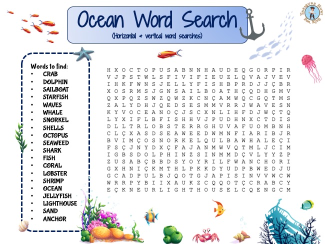 Ocean word search puzzle