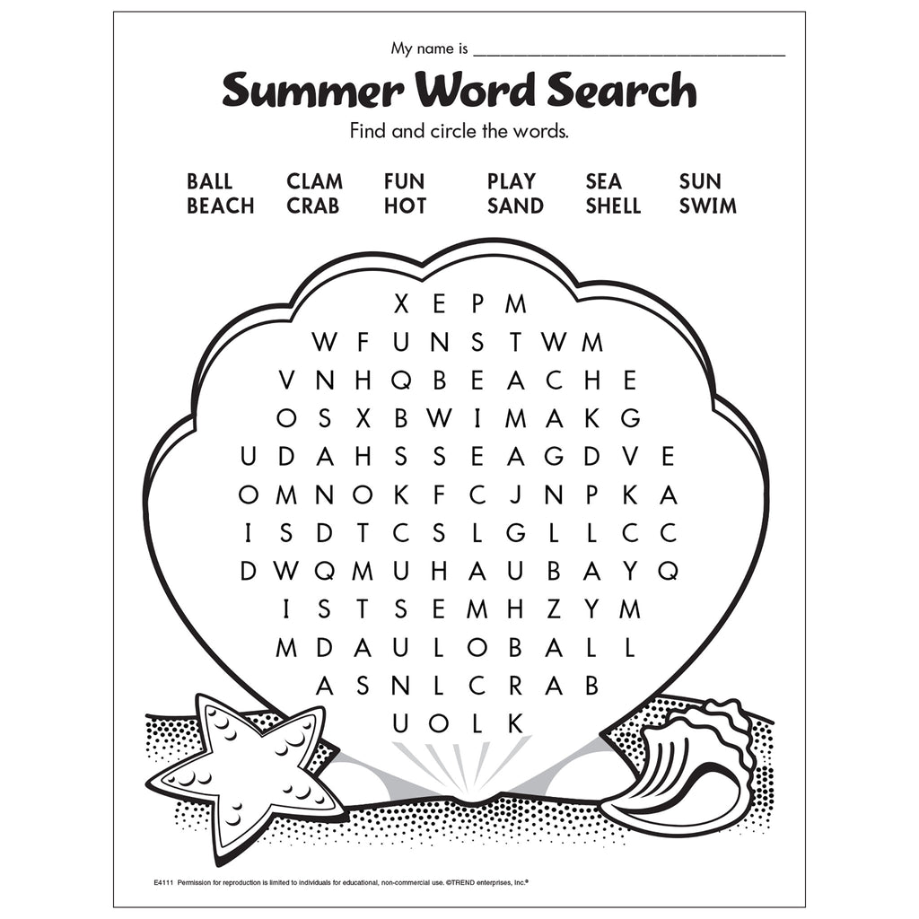 Free printable summer word search â trend enterprises inc
