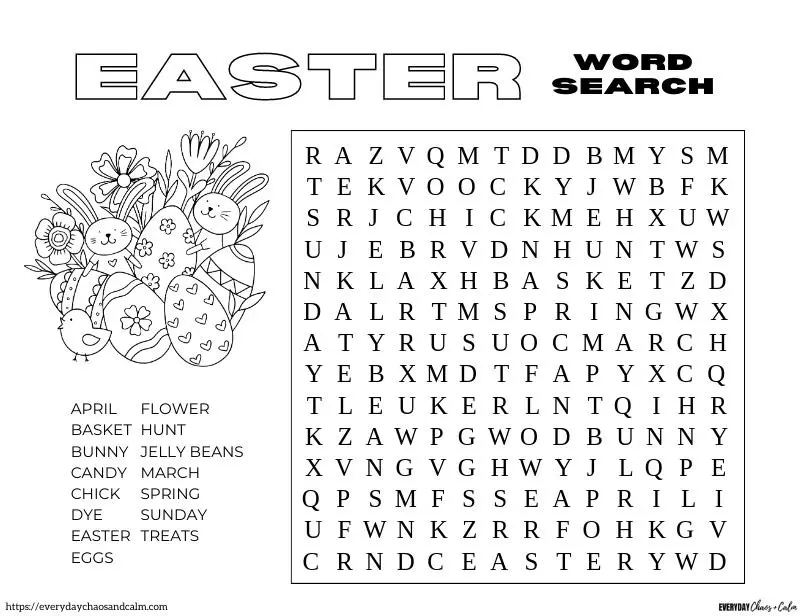 Printable easter word searches for kids