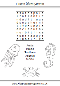 Oceans of the world easy word search