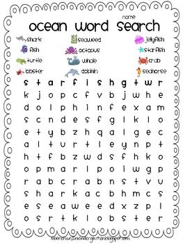 Ocean word search by mandi moore tpt