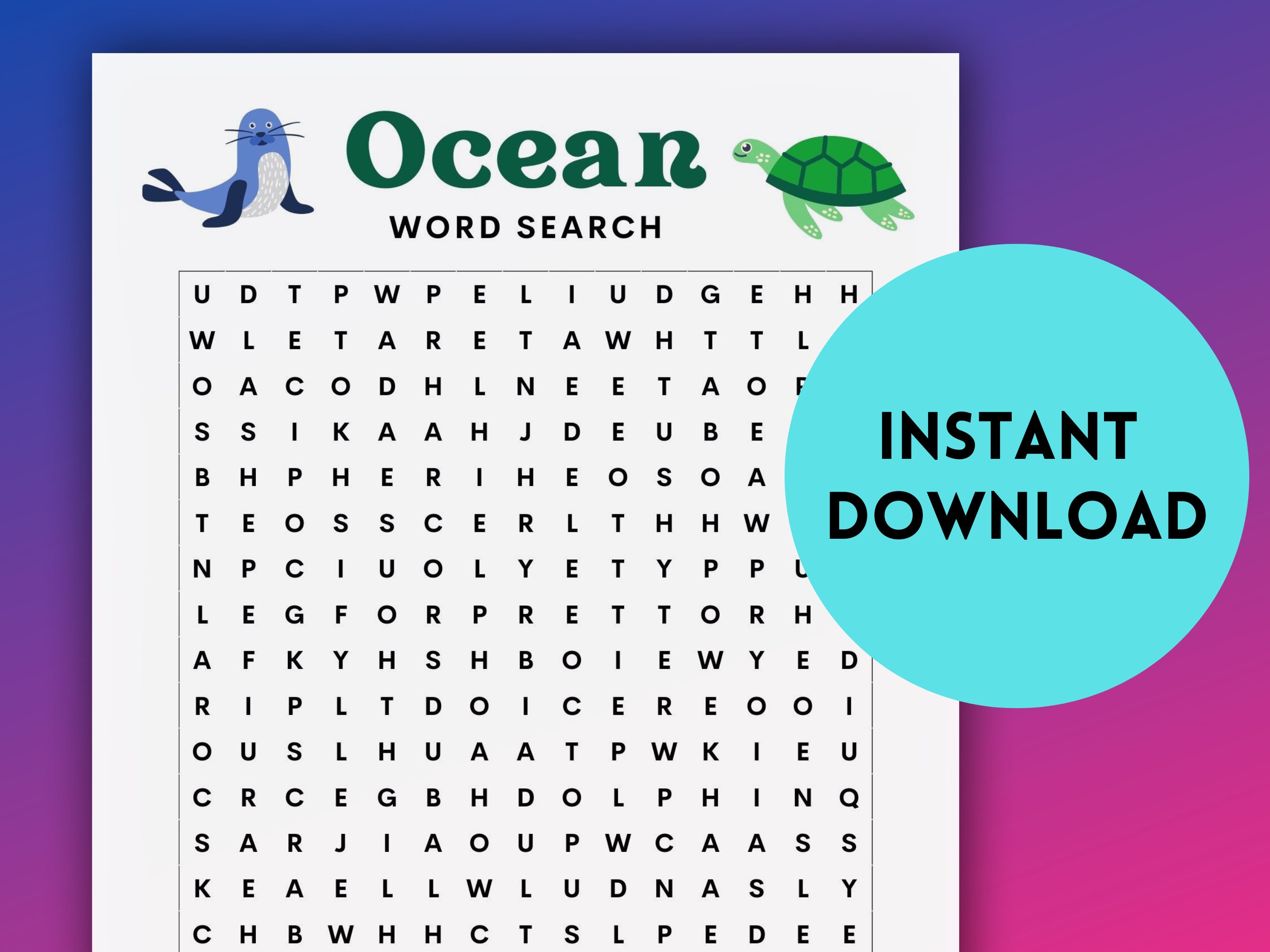Ocean word search