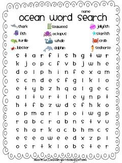 Moore fun in kindergarten ocean word search freebie ocean words first grade words ocean activities