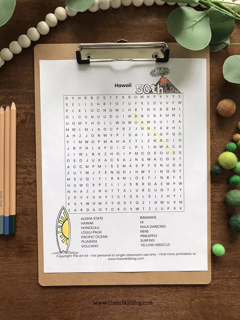 Hawaii word search coloring page free printable download â the art kit