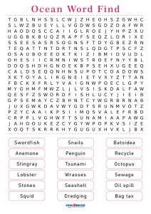 Printable ocean word search