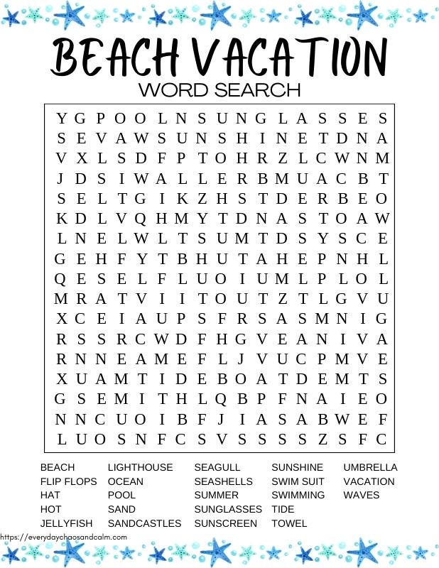 Free printable summer word searches