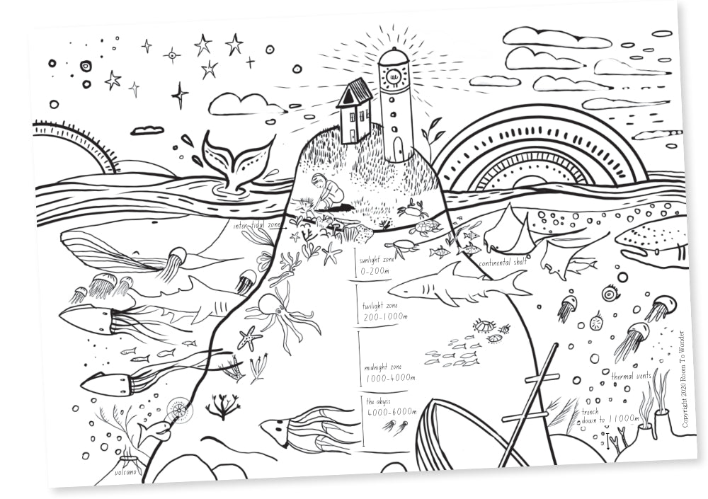 Colouring page ocean zones â room to wonder