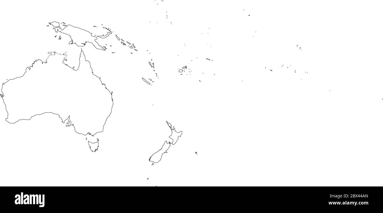 Australia and oceania thin black outline map contour map of continent simple flat vector illustration stock vector image art