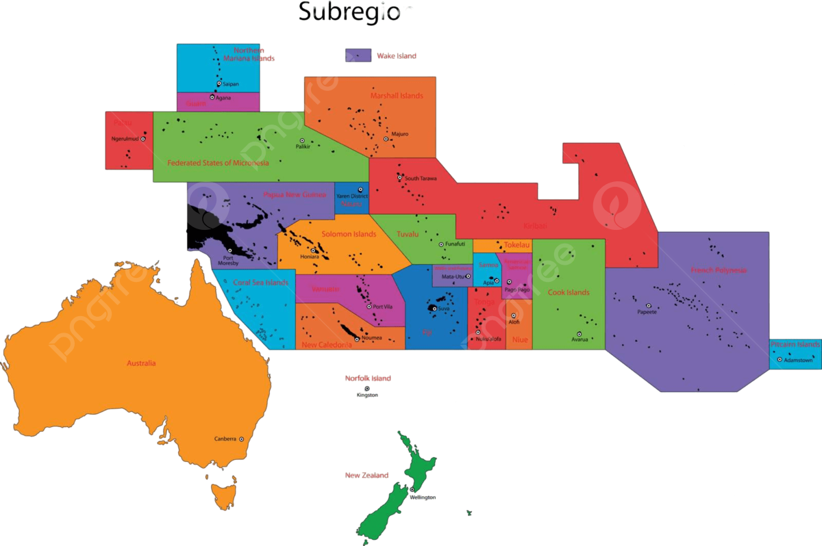 Colorful oceania map islands world division vector islands world division png and vector with transparent background for free download