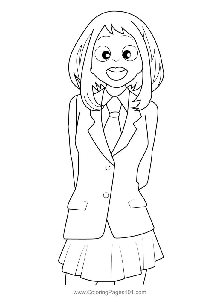 Ochaco uraraka student uniform my hero academia coloring page coloring pages hero coloring pages for kids