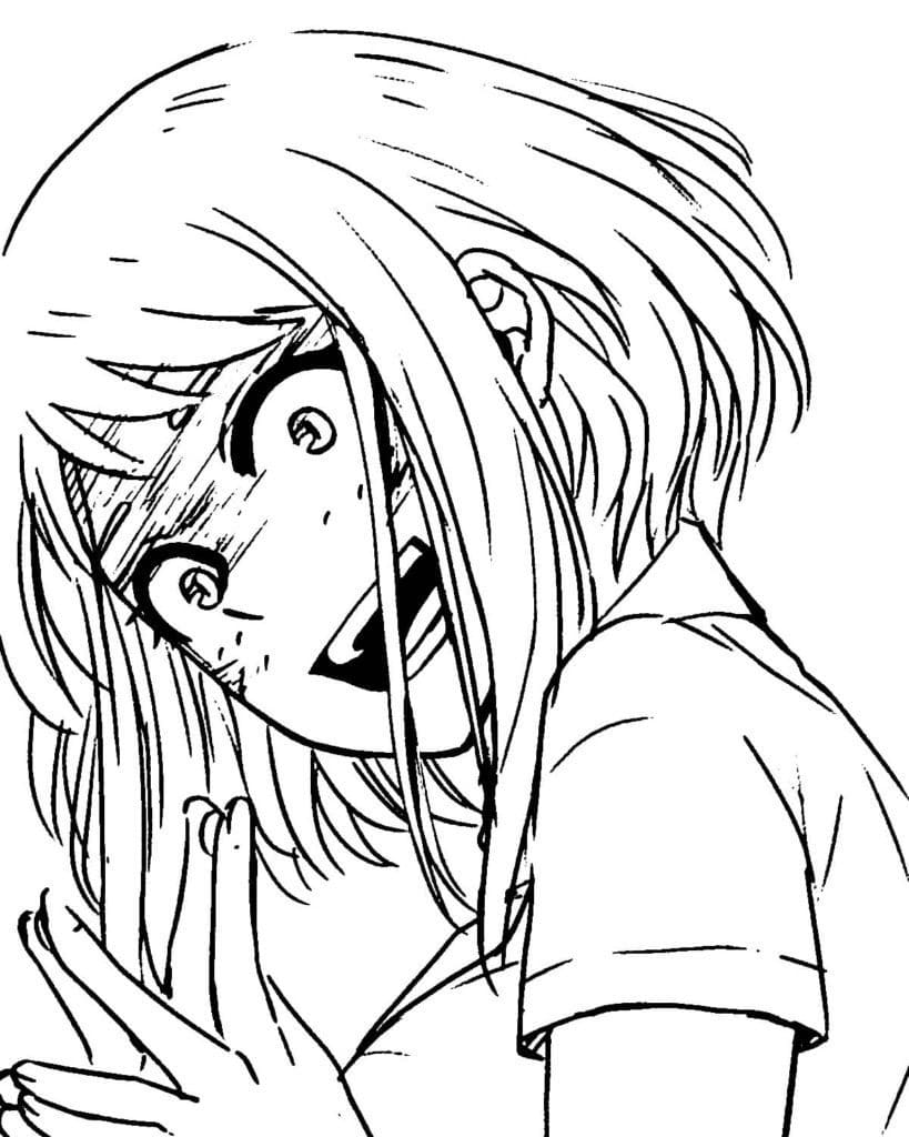 Crazy ochako uraraka coloring page
