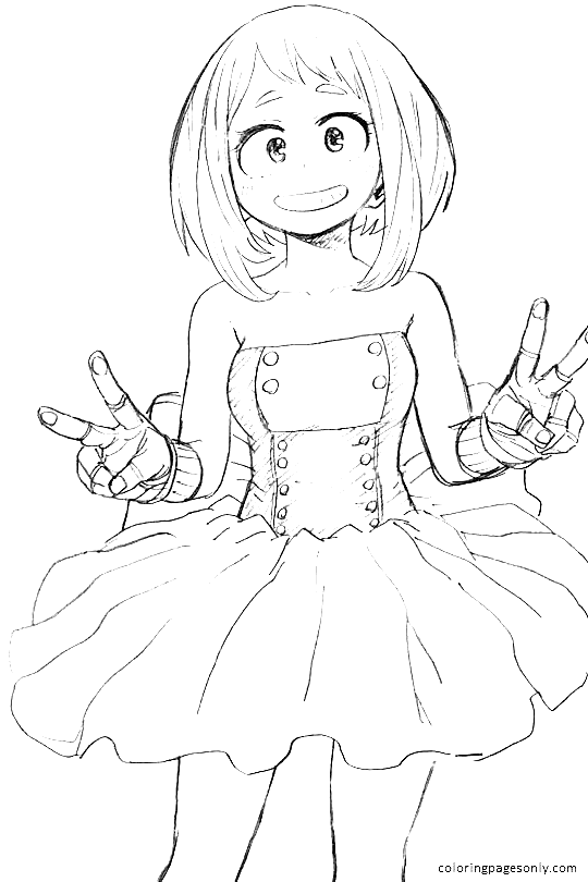 Uraraka coloring pages