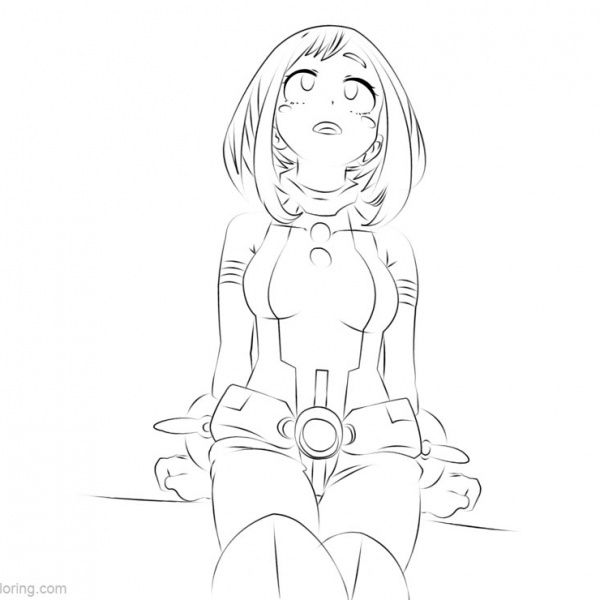 Uraraka from boku no hero academia coloring pages by lee