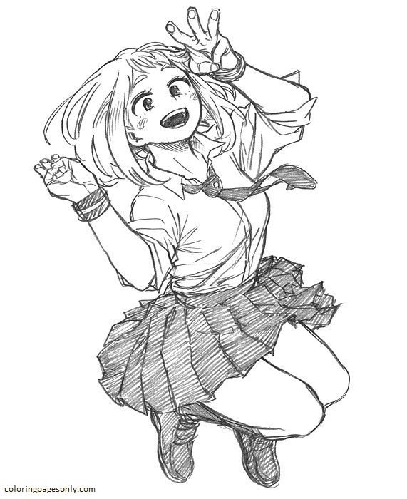 Uraraka coloring pages printable for free download