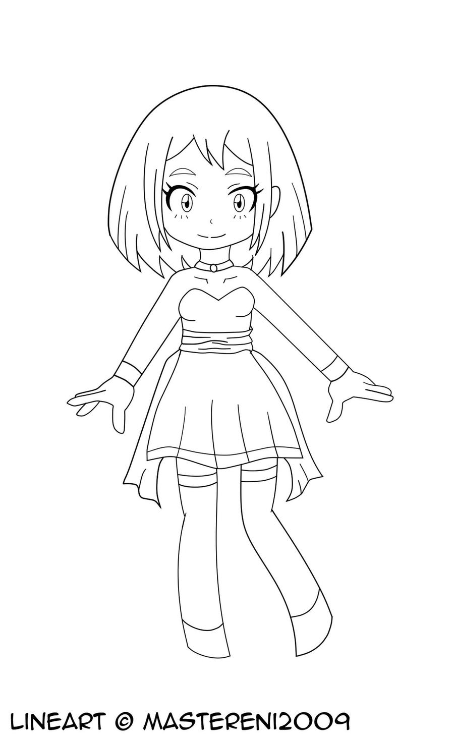 Chibi ochako uraraka lineart by mastereni on