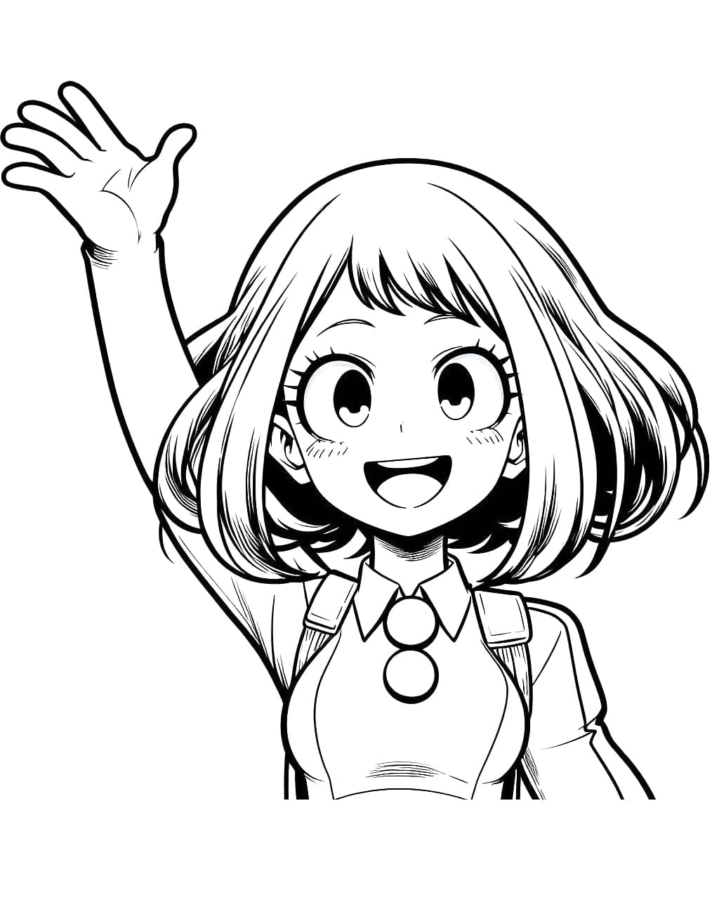 Friendly ochako uraraka coloring page