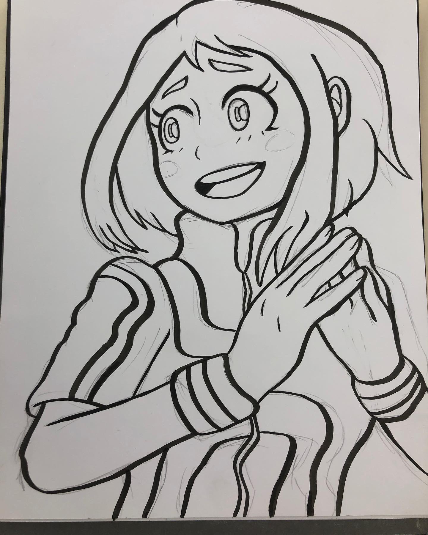 Ochako uraraka screenshot redraw in marker rbokunoheroacademia