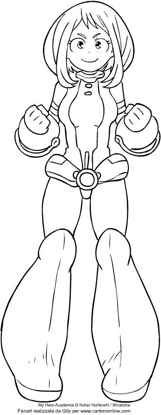 Ochaco uraraka from my hero academia coloring page