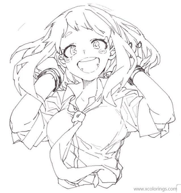 My hero academia coloring pages ochaco uraraka anime girl drawings character art concept art characters