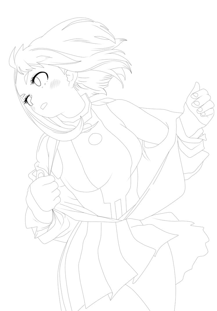 Kawaii ochako uraraka coloring page