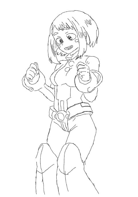 Lovely uraraka coloring page