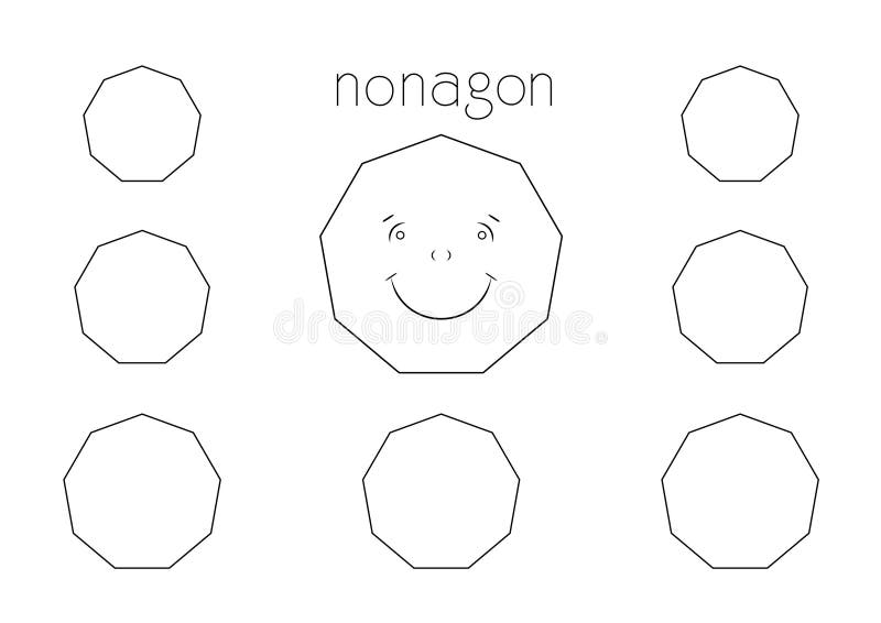 Educational coloring page eight sided shape stock illustration