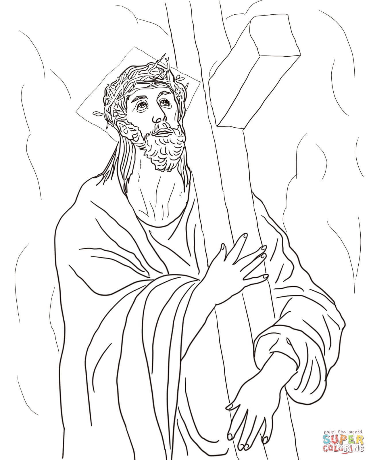 Dibujo de segunda estaciãn jesãºs carga su cruz para colorear dibujos para colorear imprimir gratis